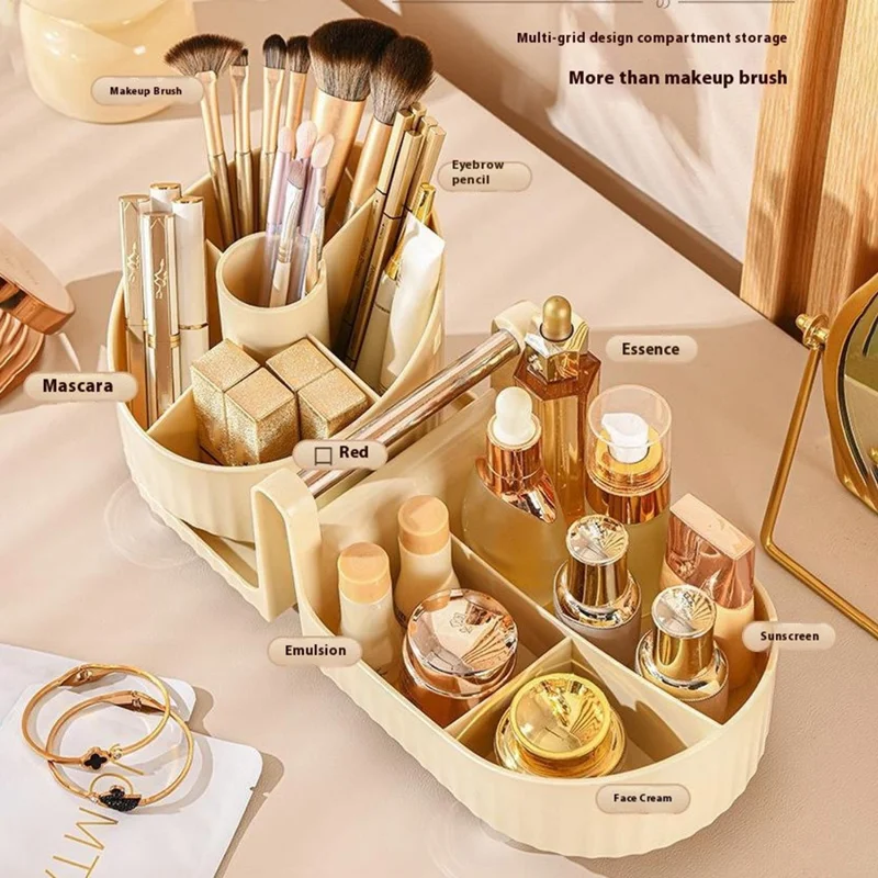Rotating Makeup Organizer Large Capacity Cosmetic Skincare Products Desktop Storage Box