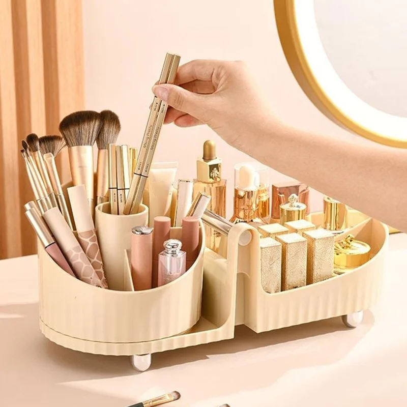 Rotating Makeup Organizer Large Capacity Cosmetic Skincare Products Desktop Storage Box