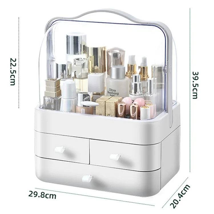 Große Kosmetik-Aufbewahrungsbox mit Schubladen, staubdicht - Für Make-up und Hautpflegeprodukte - Elfenbeinweiß