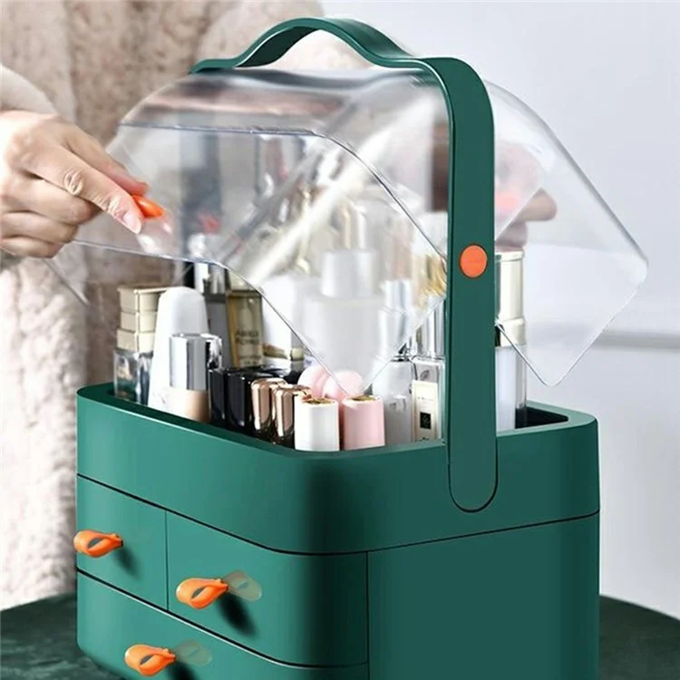 Große Kosmetik-Aufbewahrungsbox mit Schubladen, staubdicht - Für Make-up und Hautpflegeprodukte - Elfenbeinweiß