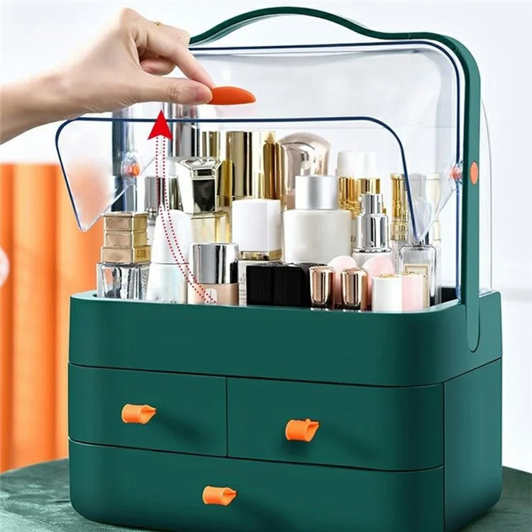 Große Kosmetik-Aufbewahrungsbox mit Schubladen, staubdicht - Für Make-up und Hautpflegeprodukte - Elfenbeinweiß