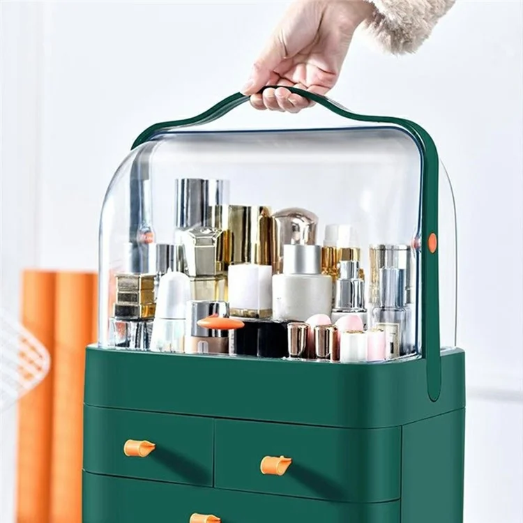 Große Kosmetik-Aufbewahrungsbox mit Schubladen, staubdicht - Für Make-up und Hautpflegeprodukte - Elfenbeinweiß