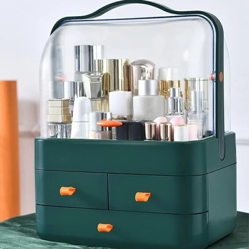 Große Kosmetik-Aufbewahrungsbox mit Schubladen, staubdicht - Für Make-up und Hautpflegeprodukte - Elfenbeinweiß