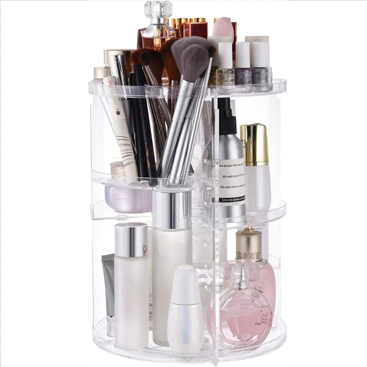 Rotating Makeup PS Organizer Vanity Transparent Cosmetic Storage Rack Lipstick Eyebrow Pencil Skincare Holder