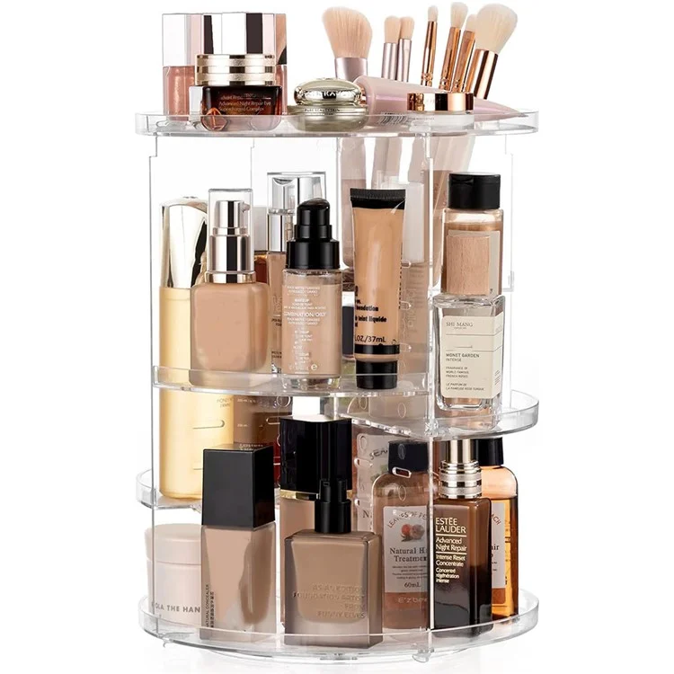 Rotating Makeup PS Organizer Vanity Transparent Cosmetic Storage Rack Lipstick Eyebrow Pencil Skincare Holder