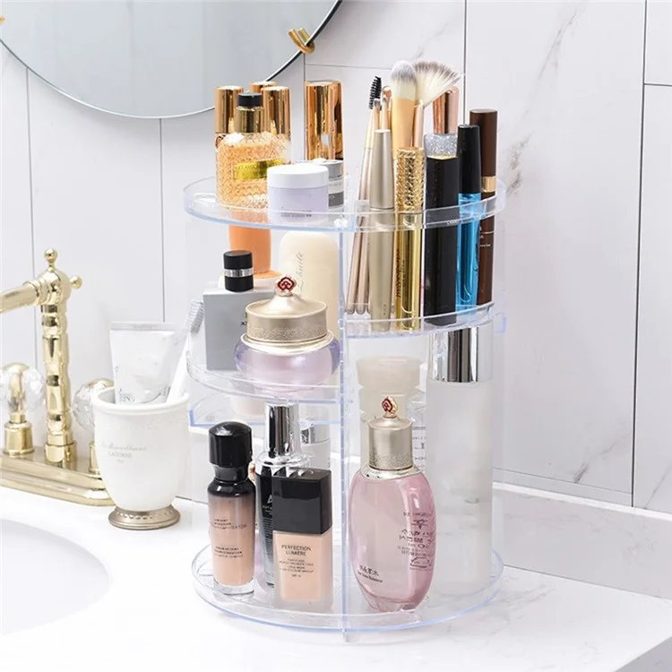 Rotating Makeup PS Organizer Vanity Transparent Cosmetic Storage Rack Lipstick Eyebrow Pencil Skincare Holder
