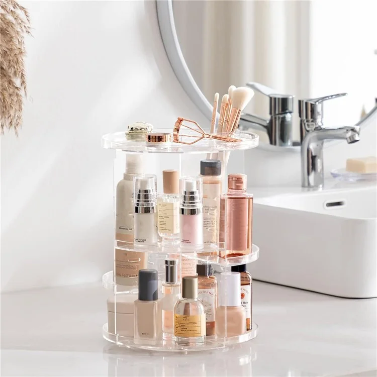 Rotating Makeup PS Organizer Vanity Transparent Cosmetic Storage Rack Lipstick Eyebrow Pencil Skincare Holder