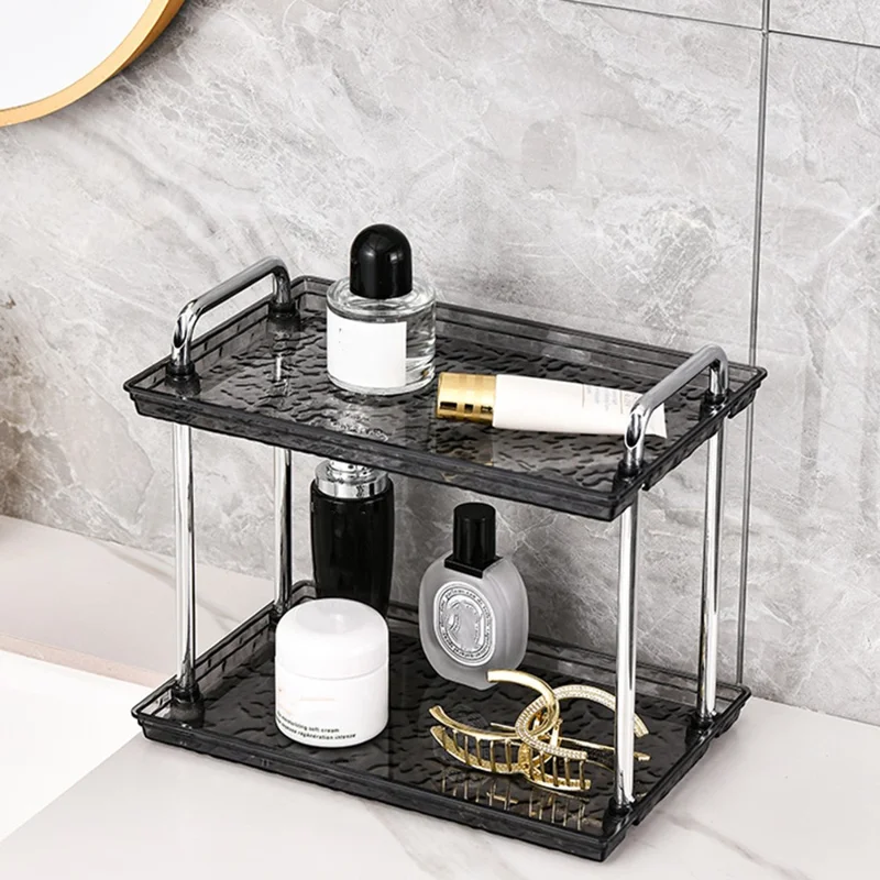 Double Layer Large Size Cosmetic Organizer Makeup Storage Rack Lipstick Skincare Holder Stand - Beige