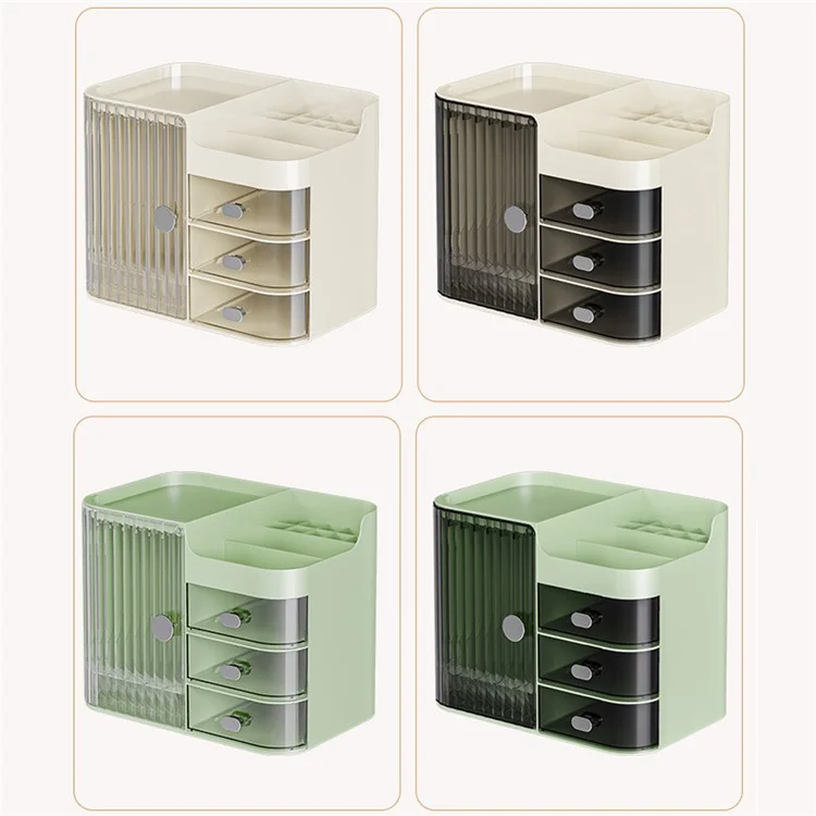 Cosmetics Skincare Storage Box Dustproof Organizer Desktop Large Capacity Lipstick Face Mask Holder - White+Grey