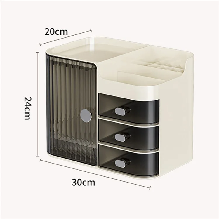 Cosmetics Skincare Storage Box Dustproof Organizer Desktop Large Capacity Lipstick Face Mask Holder - White+Grey