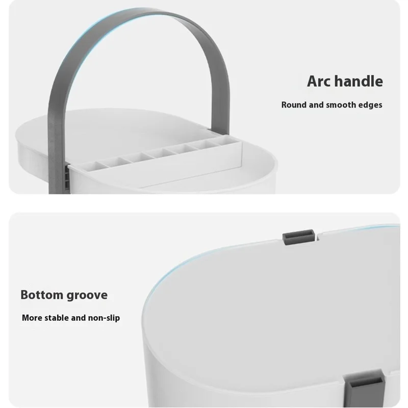 Single Layer Desktop Organizer Basket Multifunctional ABS Storage Rack with Arched Handle