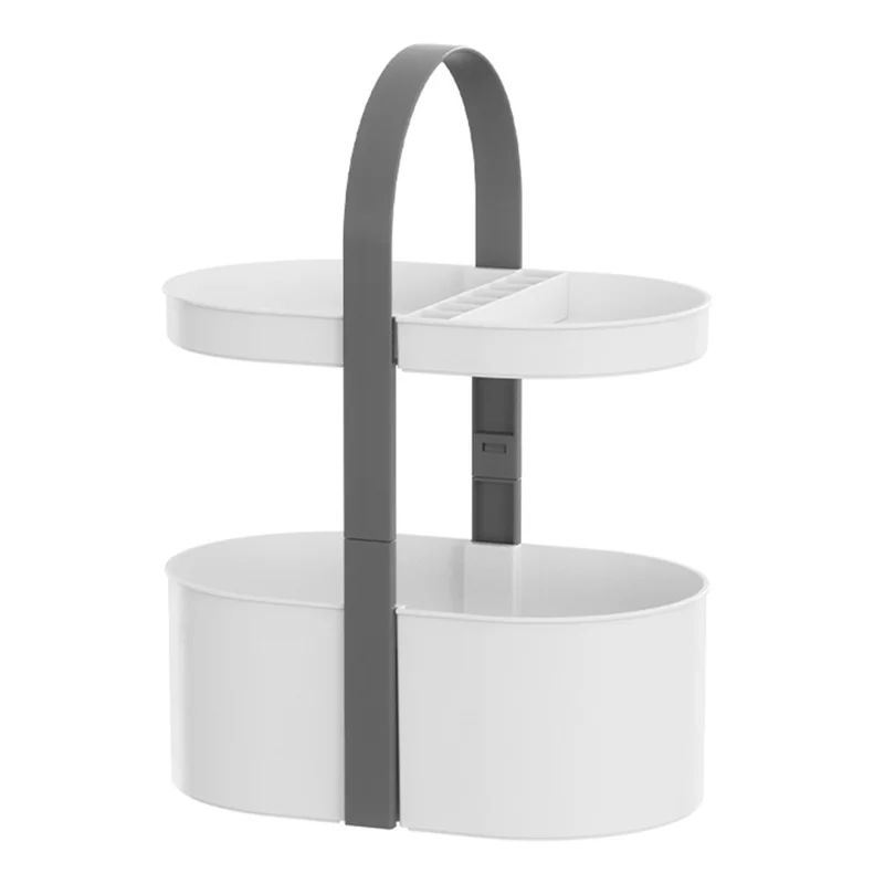 2 Layer Desktop Organizer Portable Basket Multifunctional ABS Storage Rack with Arched Handle