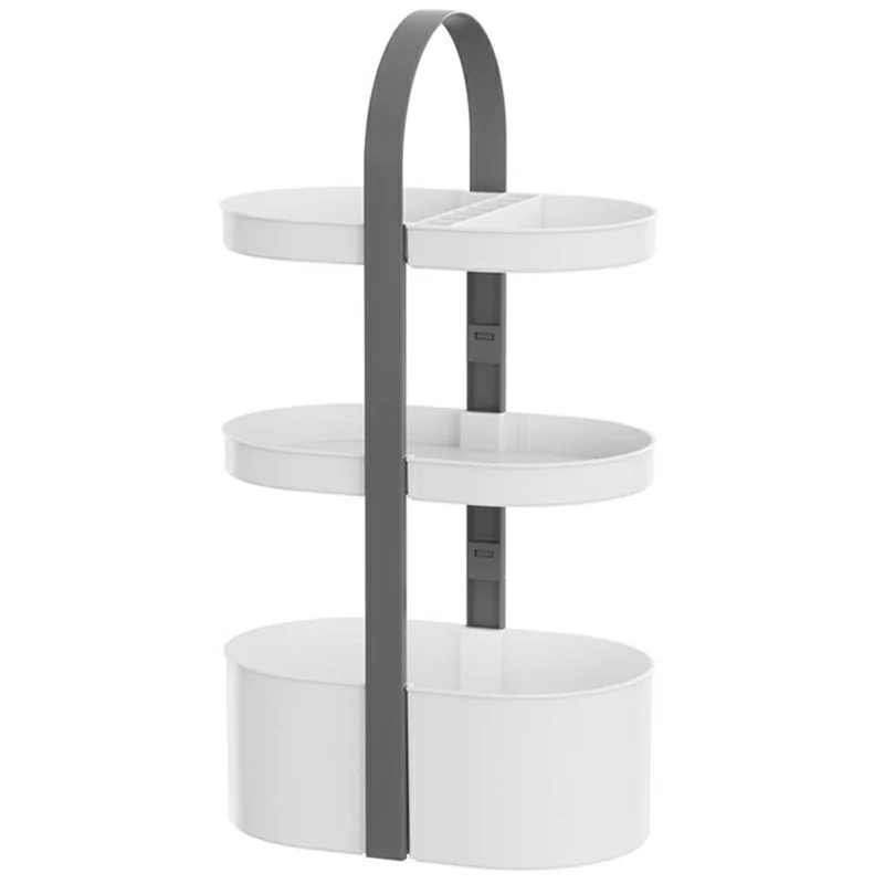 3 Layer Desktop Organizer Portable Basket Multifunctional ABS Storage Rack with Arched Handle