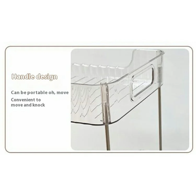 Single Layer Clear PET Storage Cart Bathroom Bedroom Living Room Cosmetic Organizer Rack with Wheels