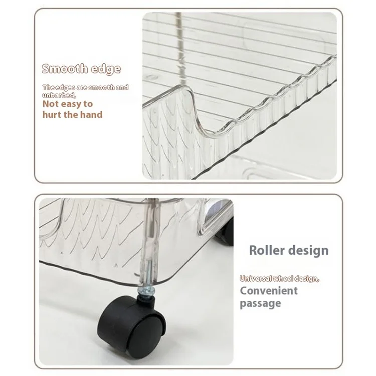 Clear 4-Tier Rolling Cart with Wheels Storage Basket Organizer for Bathroom Vanity Makeup Skincare Kitchen