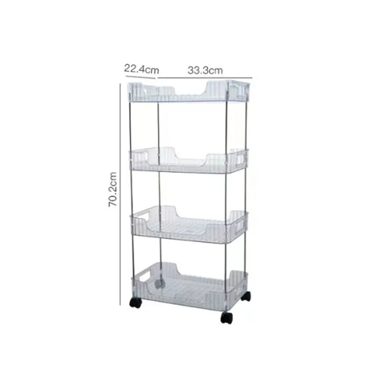 Clear 4-Tier Rolling Cart with Wheels Storage Basket Organizer for Bathroom Vanity Makeup Skincare Kitchen