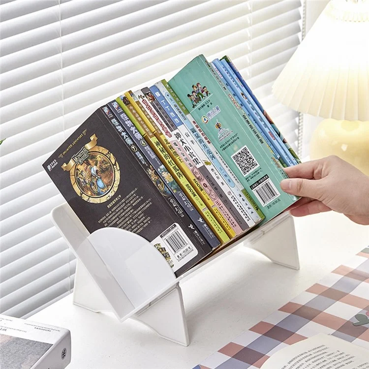 Tilted Desktop File Organizer Book Stand Document Holder Reading Rack Storage Shelf - White