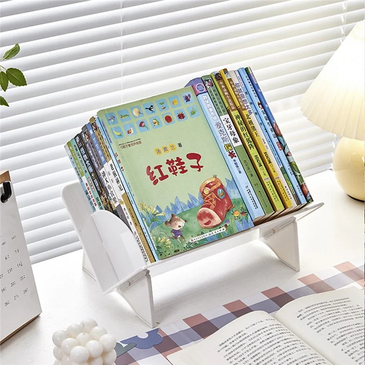 Tilted Desktop File Organizer Book Stand Document Holder Reading Rack Storage Shelf - White