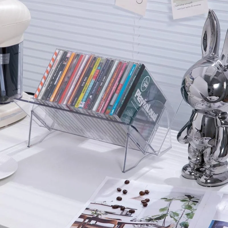 Tilted Desktop File Organizer Book Stand Document Holder Reading Rack Storage Shelf - Transparent