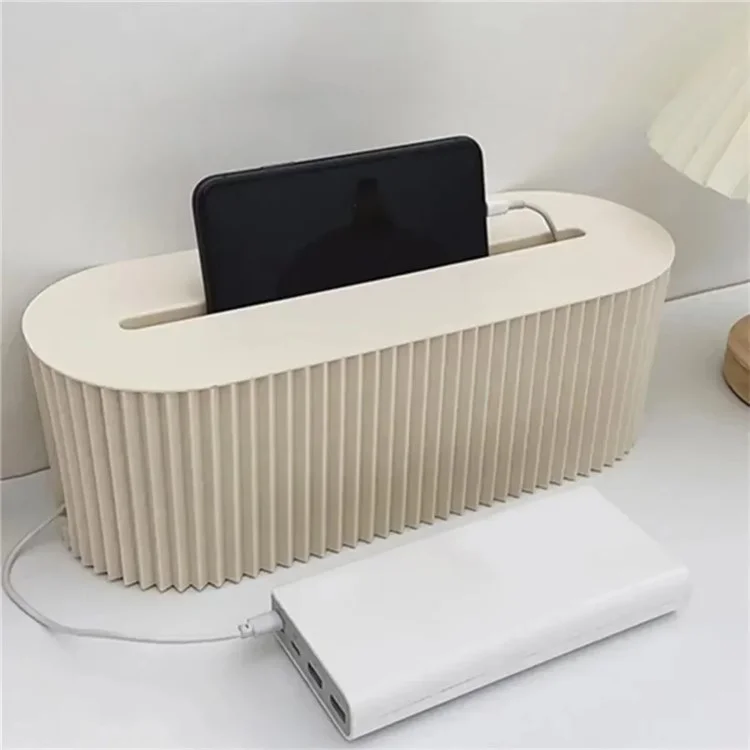 Kabelmanagement-Box für Steckdosenleisten Telefon- / Tablet-Kabel Kindersichere Aufbewahrungsbox - Beige