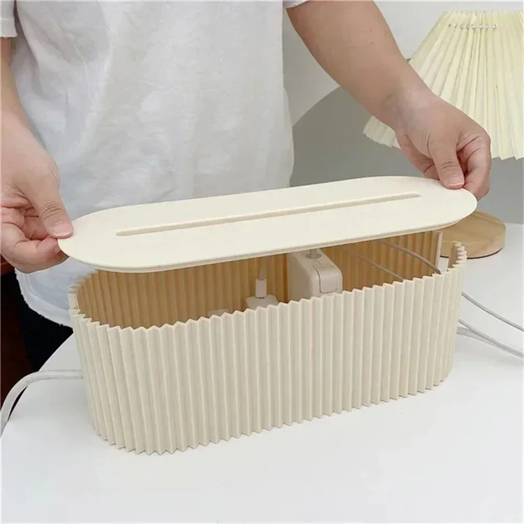 Kabelmanagement-Box für Steckdosenleisten Telefon- / Tablet-Kabel Kindersichere Aufbewahrungsbox - Beige