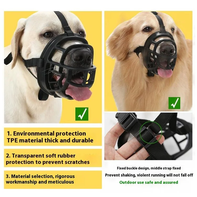 Pet Muzzle TPE Anti Bite Basket for Dogs Adjustable Mouth Cover Allows Panting and Drinking, Size 2
