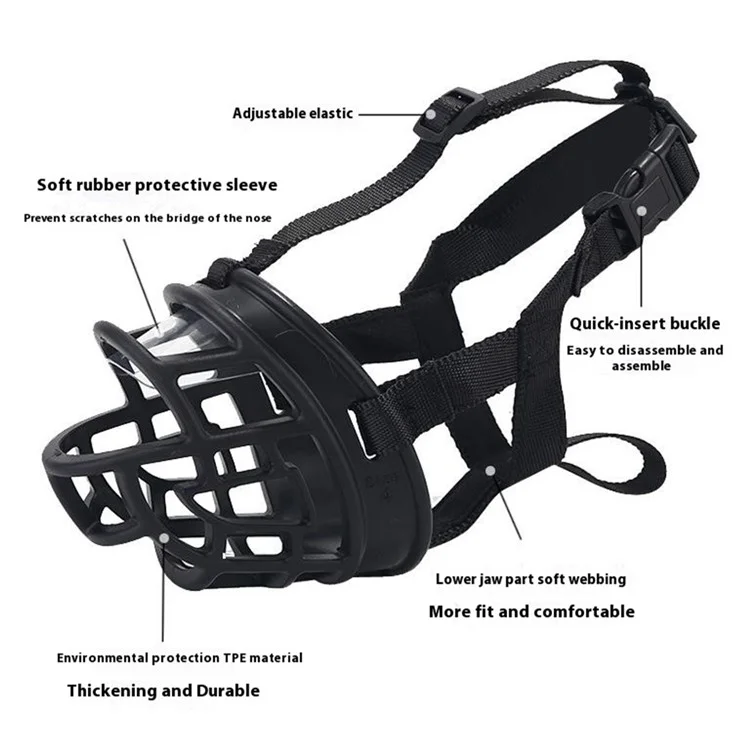Pet Muzzle TPE Anti Bite Basket for Dogs Adjustable Mouth Cover Allows Panting and Drinking, Size 2
