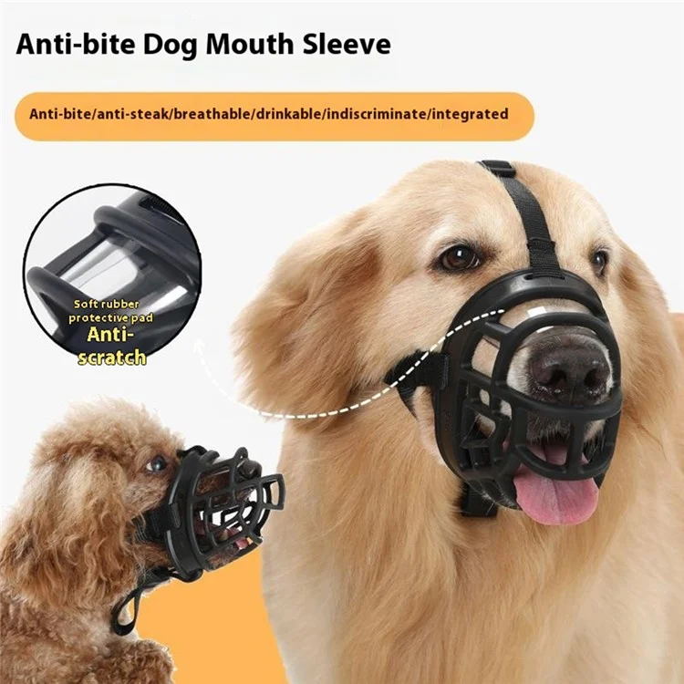 Pet Muzzle TPE Anti Bite Basket for Dogs Adjustable Mouth Cover Allows Panting and Drinking, Size 6