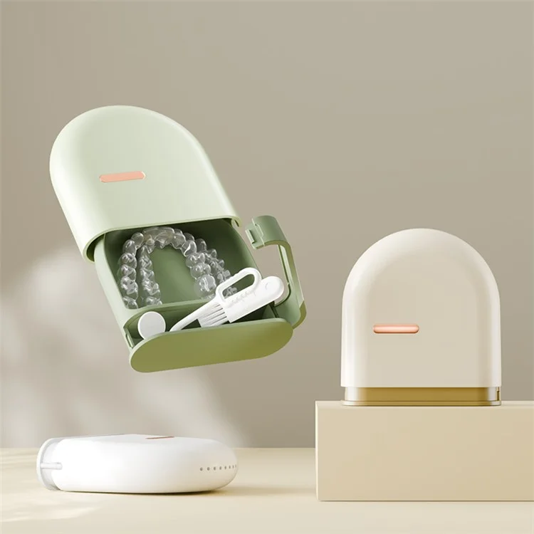 Zahnspangen-Aufbewahrungsbox Weiß - Orthodontische Behälter für Zahnspangen, Zahnersatz und Reinigungswerkzeuge