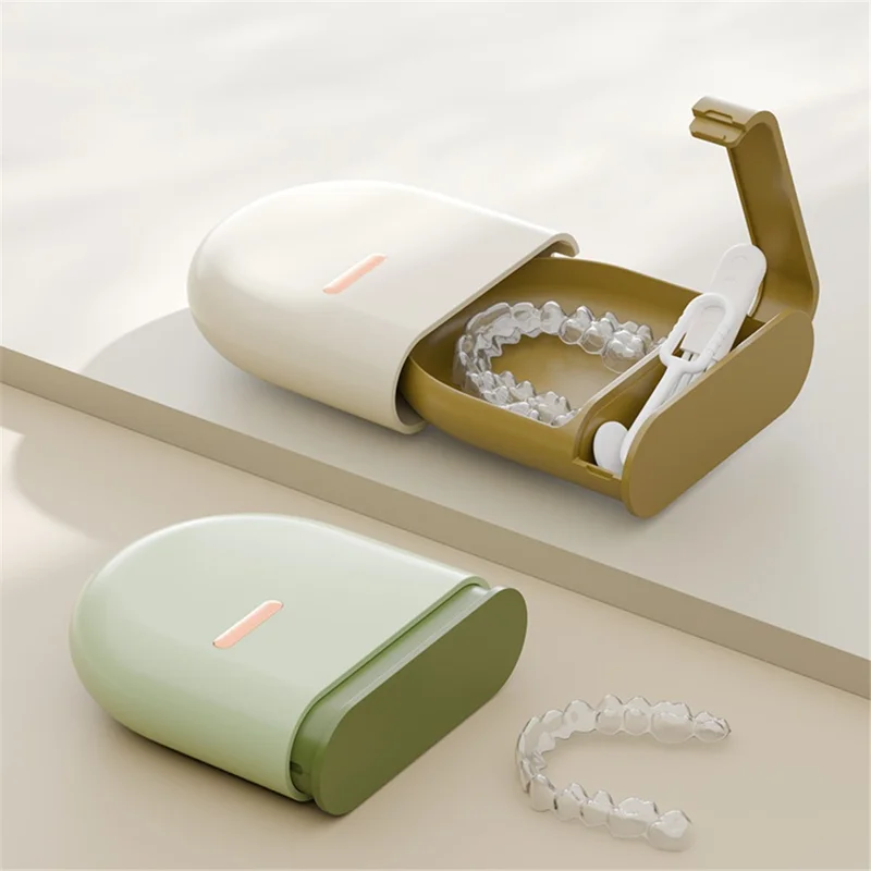 Tandretainerkasse Ortodontiske beslag Proteseopbevaringskasse Rengøringsværktøjer Beholder - Gul