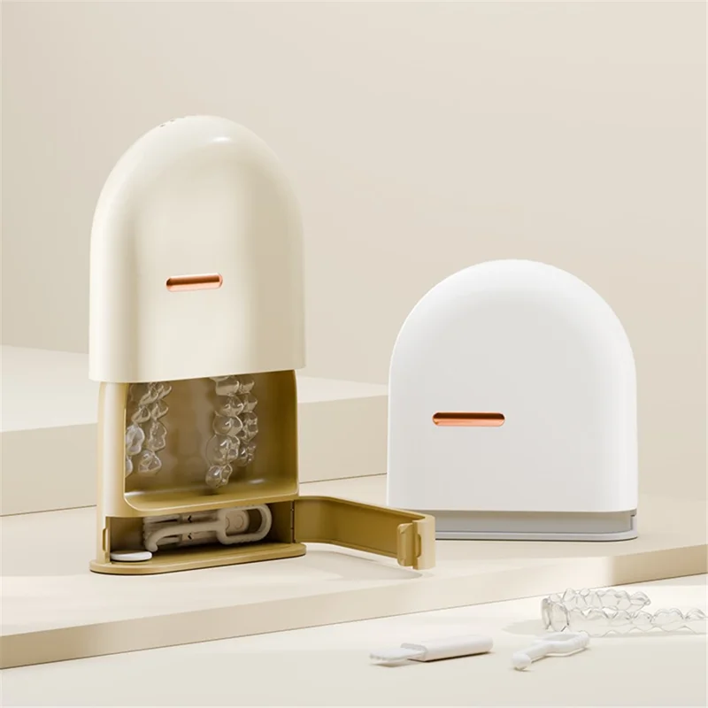 Tandretainerkasse Ortodontiske beslag Proteseopbevaringskasse Rengøringsværktøjer Beholder - Gul