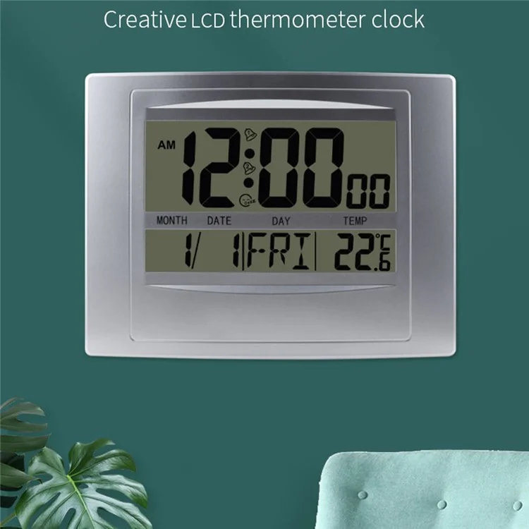 Relógio Despertador Digital Multifuncional TS-H129Y com Tela Grande, Calendário e Temperatura