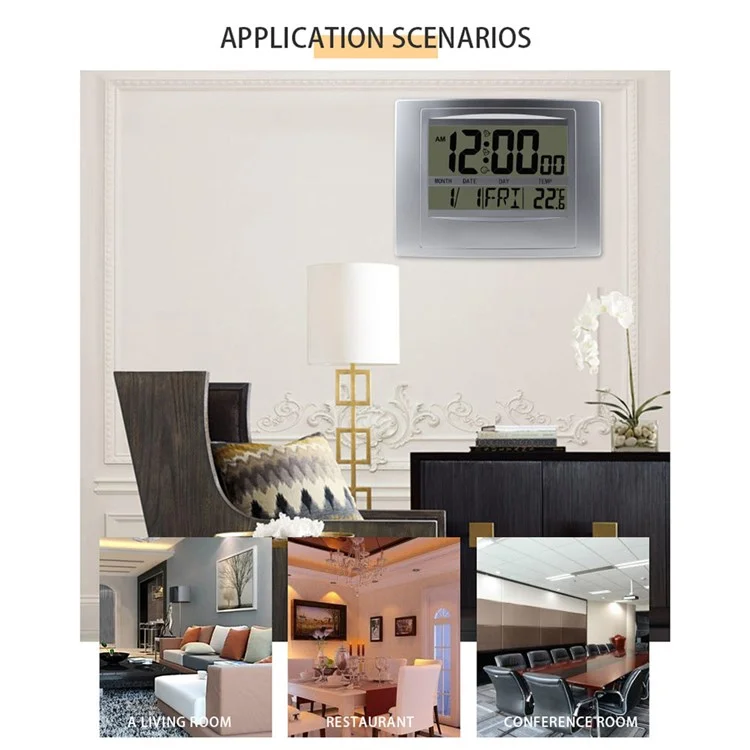 Relógio Despertador Digital Multifuncional TS-H129Y com Tela Grande, Calendário e Temperatura