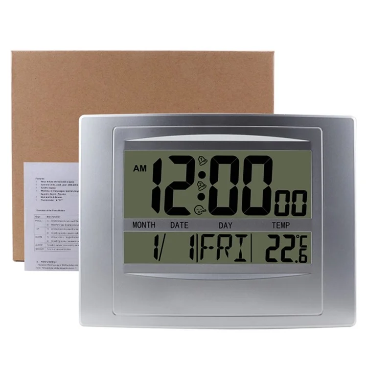 Relógio Despertador Digital Multifuncional TS-H129Y com Tela Grande, Calendário e Temperatura