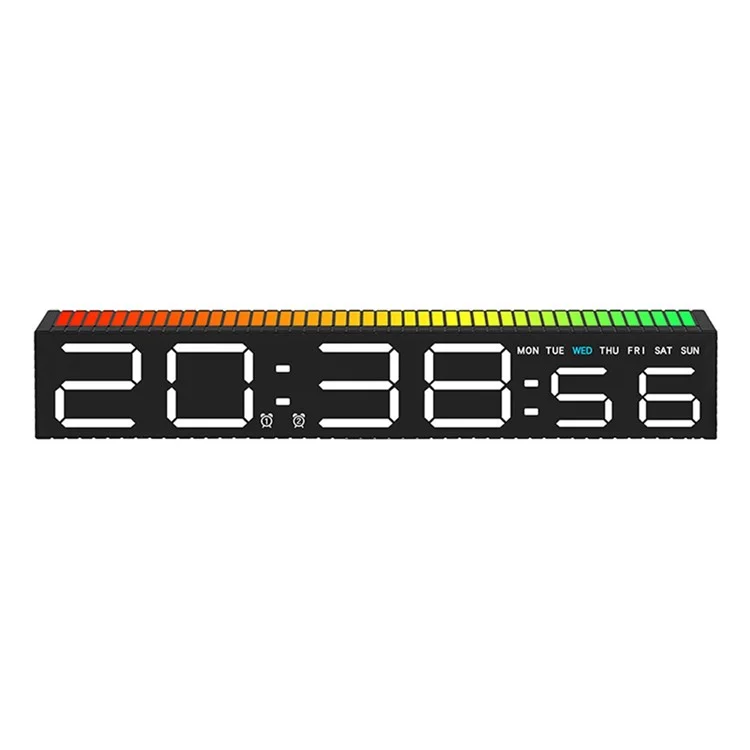 5517 Creative LED Digital Clock Sound Activated Display Bedside Table Alarm Clock with Multi-Color Light - Black Shell / White Digital Display