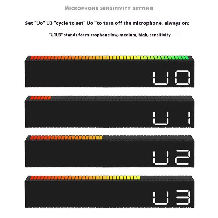 5517 Creative LED Digital Clock Sound Activated Display Bedside Table Alarm Clock with Multi-Color Light - Black Shell / White Digital Display
