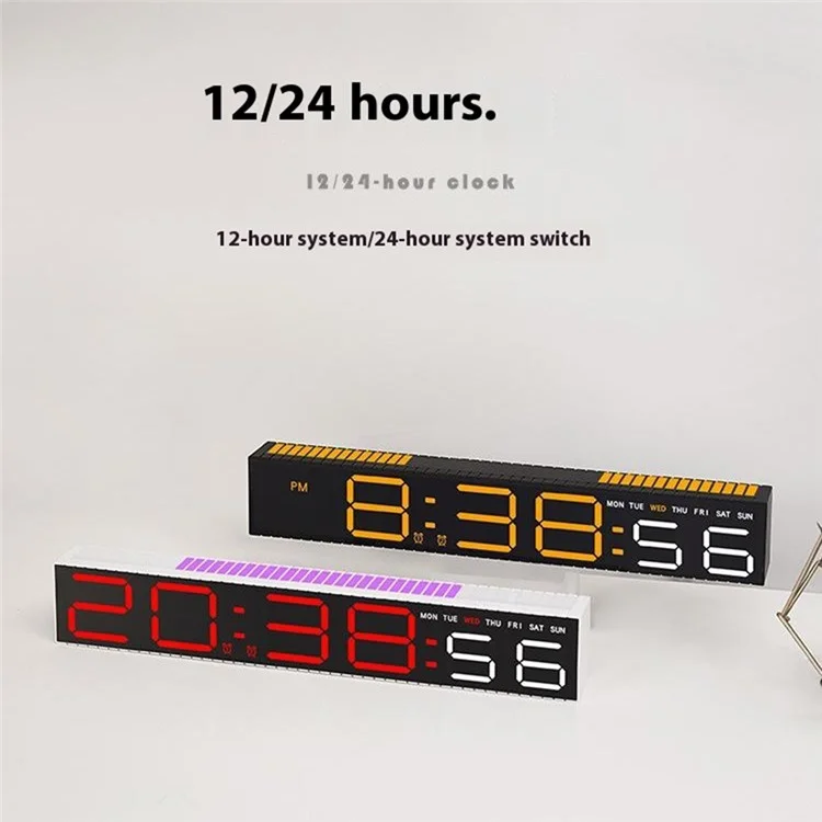 5517 Creative LED Digital Clock Sound Activated Display Bedside Table Alarm Clock with Multi-Color Light - Black Shell / White Digital Display