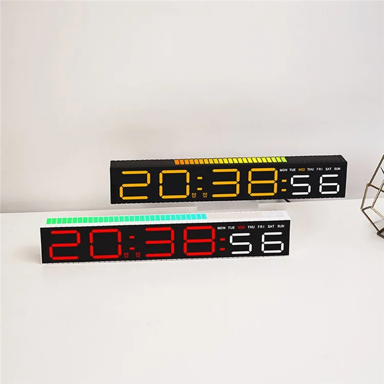 5517 Creative LED Digital Clock Sound Activated Display Bedside Table Alarm Clock with Multi-Color Light - Black Shell / White Digital Display