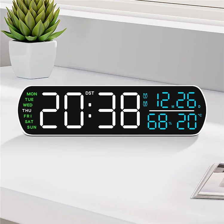 5512 Réveil numérique LED multifonction - Affichage de l'heure, température et date - Horloge électronique - Coque noire / Affichage numérique bleu
