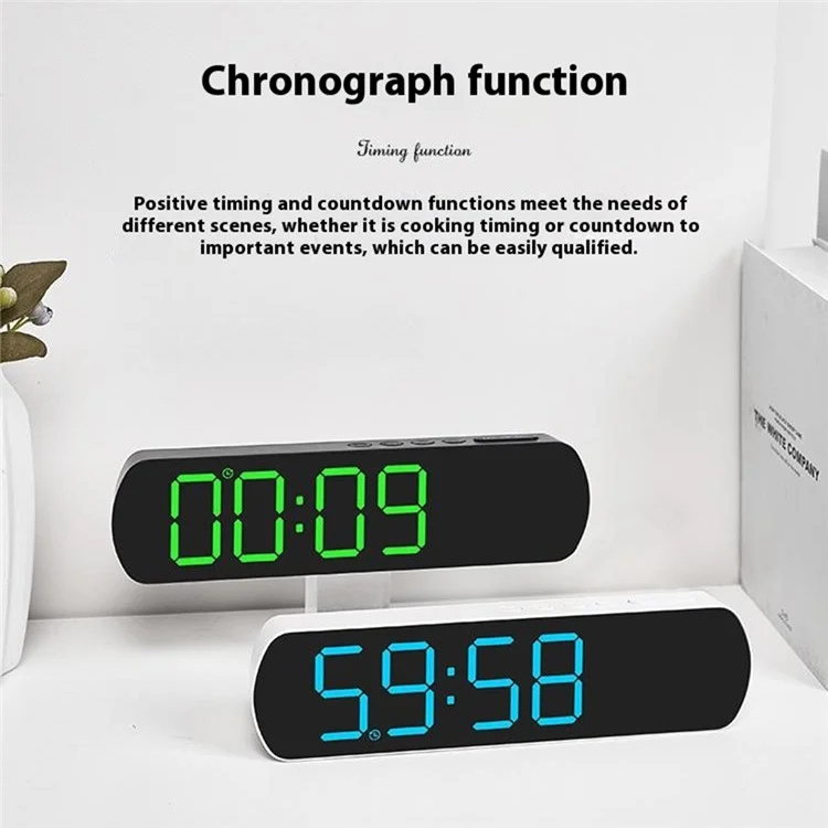 5512 Réveil numérique LED multifonction - Affichage de l'heure, température et date - Horloge électronique - Coque noire / Affichage numérique bleu