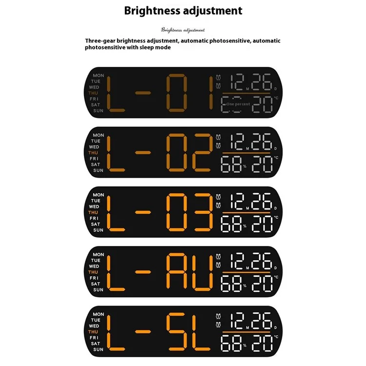 5512 Réveil numérique LED multifonction - Affichage de l'heure, température et date - Horloge électronique - Coque noire / Affichage numérique bleu