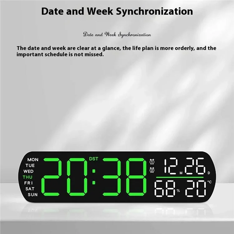 5512 Réveil numérique LED multifonction - Affichage de l'heure, température et date - Horloge électronique - Coque noire / Affichage numérique bleu