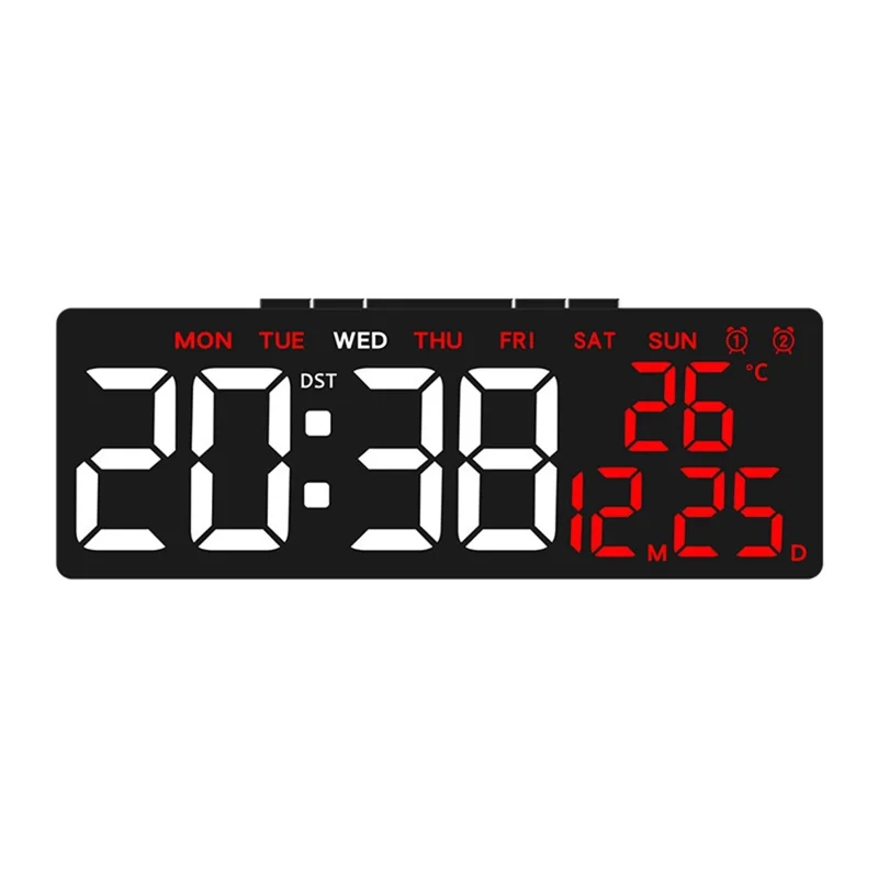 6668 LED Digital Alarm Clock Temperature Display USB Output Multiple Alarms Desktop Clock - Black Shell / Red Digital Display