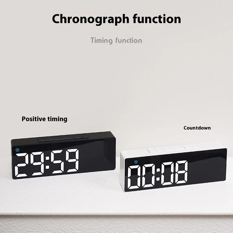 6668 LED Digital Alarm Clock Temperature Display USB Output Multiple Alarms Desktop Clock - Black Shell / Red Digital Display