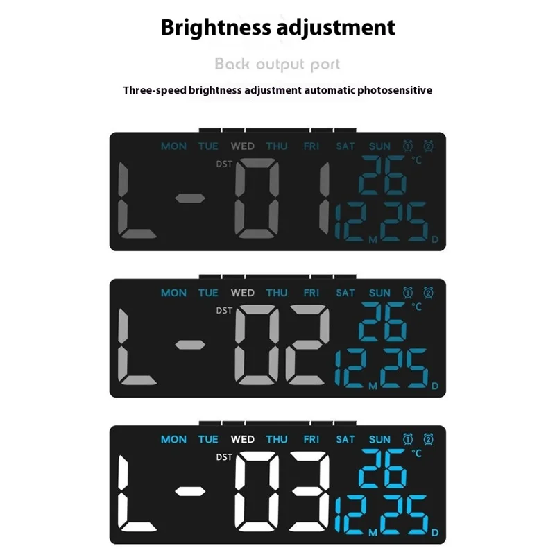 6668 LED Digital Alarm Clock Temperature Display USB Output Multiple Alarms Desktop Clock - Black Shell / Red Digital Display