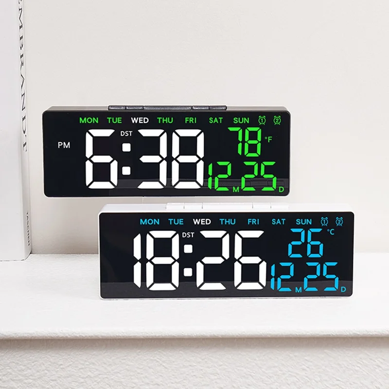6668 LED Digital Alarm Clock Temperature Display USB Output Multiple Alarms Desktop Clock - Black Shell / Red Digital Display