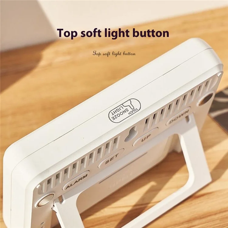 2310 Ultra Dünner Magnetischer Digitaler Wecker Multifunktional LCD Temperatur Luftfeuchtigkeit Anzeige Nachttisch Wecker - Weiß