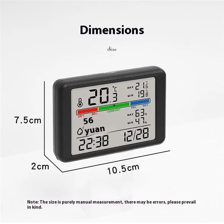 2310 Ultra Dünner Magnetischer Digitaler Wecker Multifunktional LCD Temperatur Luftfeuchtigkeit Anzeige Nachttisch Wecker - Weiß