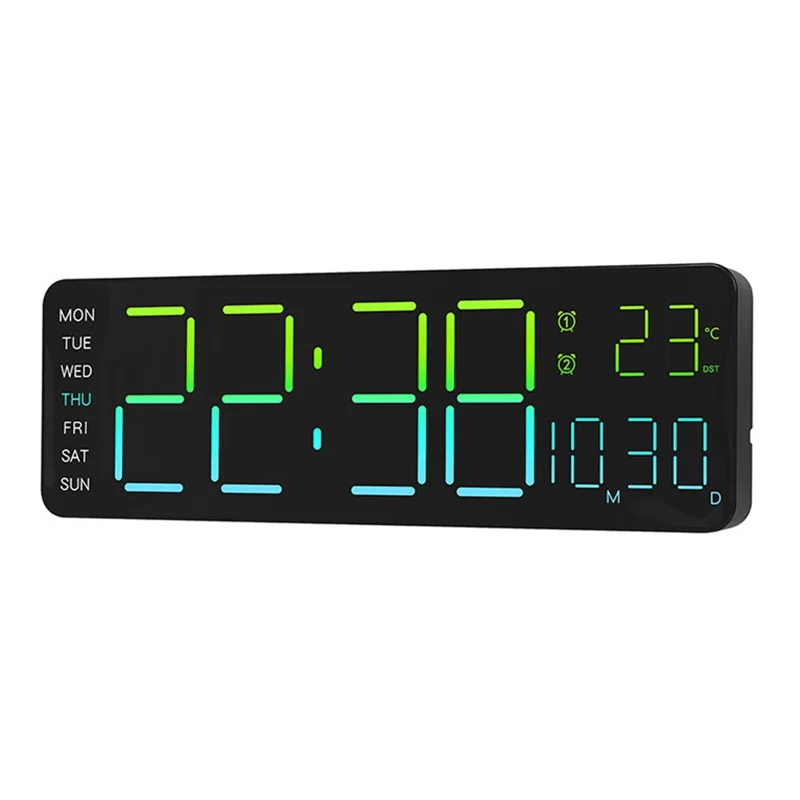 6678R Minimalistische RGB Nachtlicht Wanduhr Multifunktions-Zeit Temperatur Datum Digitale Anzeige Uhr
