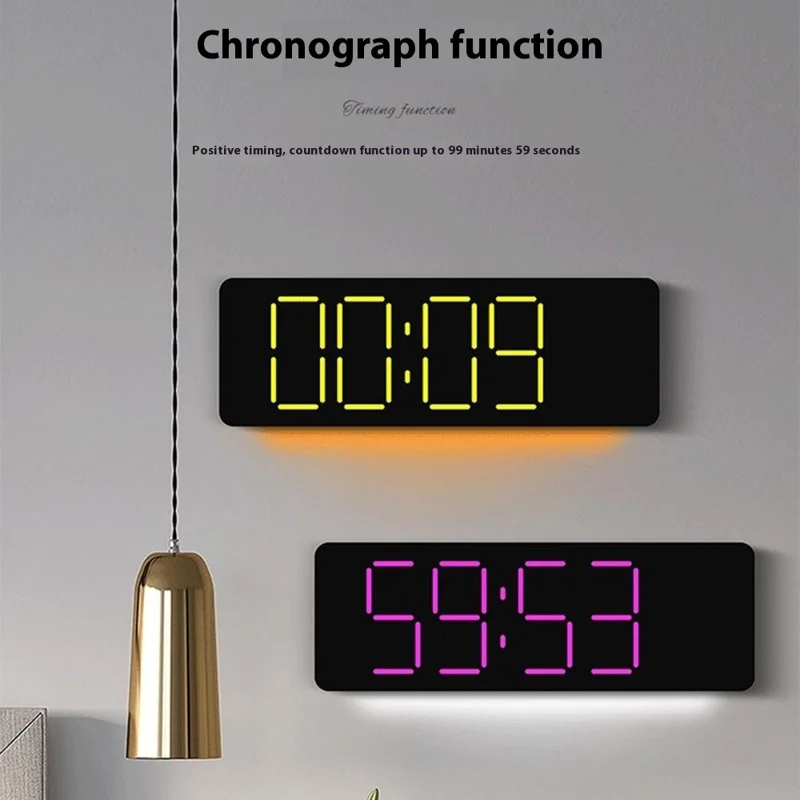 6678R Minimalistische RGB Nachtlicht Wanduhr Multifunktions-Zeit Temperatur Datum Digitale Anzeige Uhr